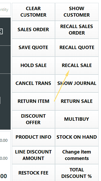 Recall Sale Button