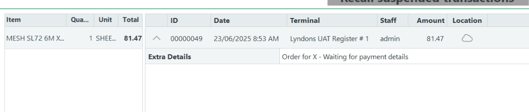 Suspended Sales List